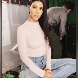 New naked wardrobe nw high neck long sleeve blush rare ASO kourtney kardashian